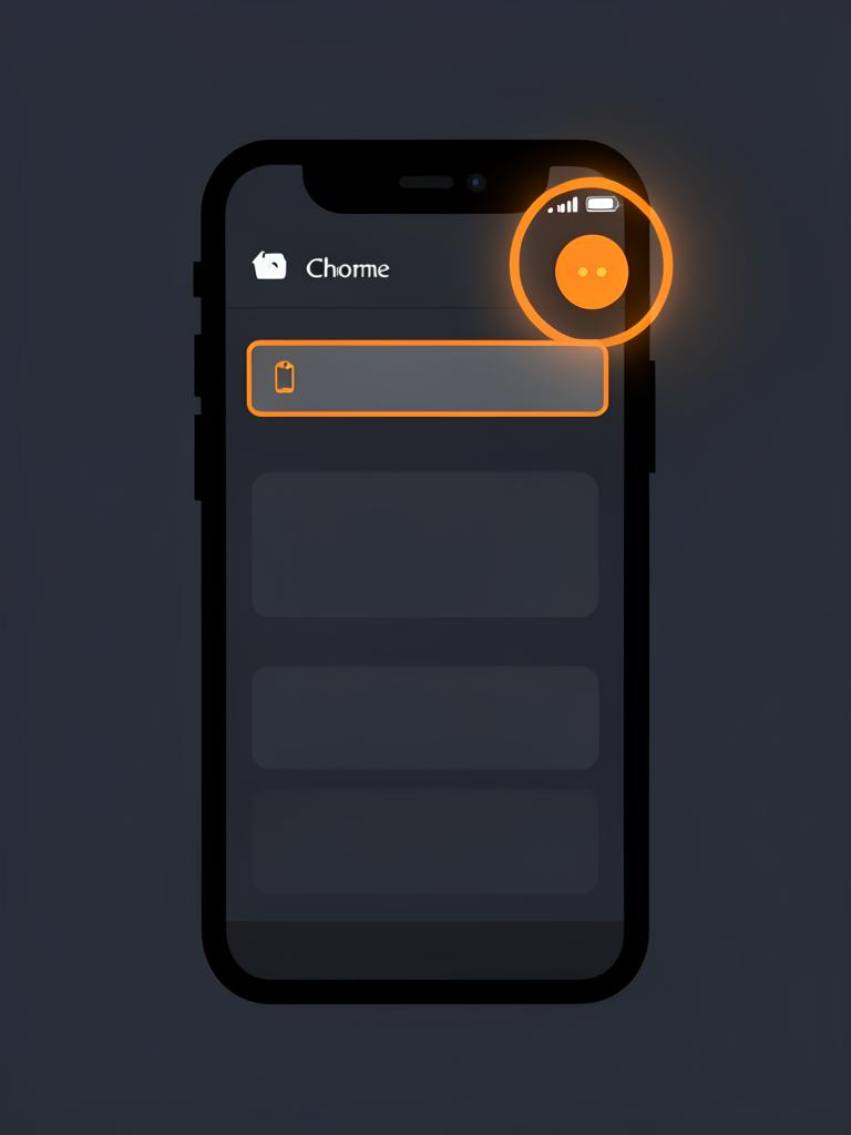 Android-telefon med Chrome – trepricksmenyn är markerad med orange ring